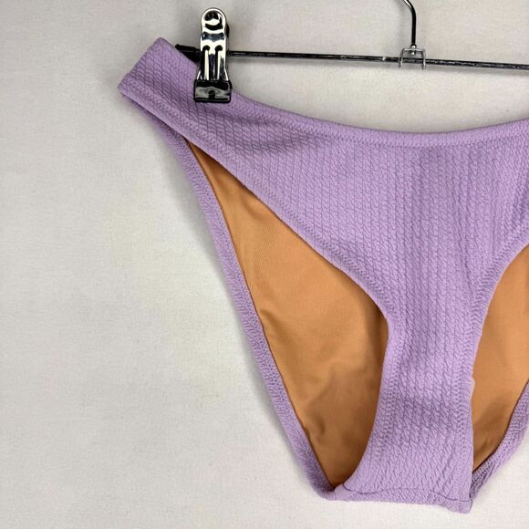 J.Crew Textured Curved Waist Cheeky Bikini Bottom Light Purple Ladies Size M NEW - Picture 5 of 9
